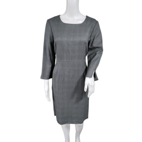 80's Pendleton 100% Wool Black & White Houndstooth Sheath Midi Dress 12 P - Picture 1 of 16